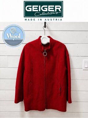 GEIGER Collections Boiled Wool Coat Red Size 38 Made in Austria